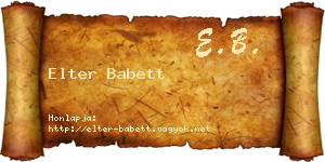 Elter Babett névjegykártya